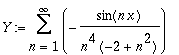 Y := Sum(-1/n^4/(-2+n^2)*sin(n*x),n = 1 .. infinity)