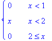 PIECEWISE([0, x < 1],[x, x < 2],[0, 2 <= x])